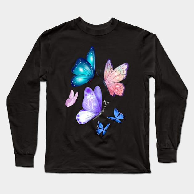 Butterflies colorful  Design Long Sleeve T-Shirt by Abstractdiva